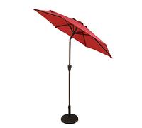 Parasols 7ft Patio Steel Powder Coated Umbrella - Crank and Push Button Tilt Umbrella for Outdoor, Garden and Yard (Color : Wine Red)