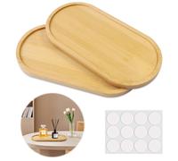 Parastar 2 bandejas de madera decorativas, bandeja de bambú decorativa, bandeja ovalada, bandeja decorativa de madera, bandeja de madera para posavasos de té, tartas, café, planta, madera, mosaico