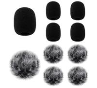 Paraviento Microfono Pelo 10 Uds micrófono Lavalier pantalla de viento orejeras peludas parabrisas y espuma for la mayoría los micrófonos con Clip solapa(Grey)