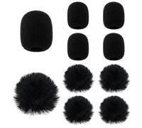 Paraviento Microfono Pelo 10 Uds micrófono Lavalier pantalla de viento orejeras peludas parabrisas y espuma for la mayoría los micrófonos con Clip solapa(Black)