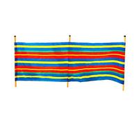 Paravientos 3 Palos para Playa 200 x 115 cm, Protector de Viento, 2 Paneles polyetileno, Postes de Madera, Acampada, Camping, jardín, Multicolor