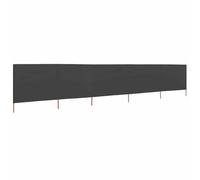 Paravientos 5 Paneles Gris Antracita 600x160cm | Plegable para Playa, Postes de Madera, Textil No Tejido, Resistente al Viento