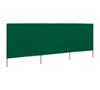 Paravientos Playa 3 Paneles Tela Verde 400x80 cm | Plegable, Postes de Madera, Textil No Tejido, Resistente al Viento