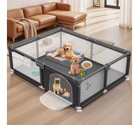 PARC pour Chiot 180 x 150 x 66 cm Avec Porte, PARC pour Chiots ou Petits Chiens, Enclos de Sécurité Robuste pour Animaux,Tissu Épaissi,Maille en Nylon Haute Résistance,Intérieur & Extérieur,Lavable