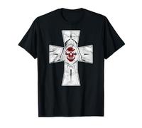 Parca Con Fondo Cruz Roja Cara Desgastada Grunge Camiseta