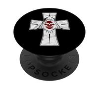 Parca Con Fondo Cruz Roja Cara Desgastada Grunge PopSockets PopGrip Adhesivo