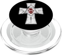 Parca Con Fondo Cruz Roja Cara Desgastada Grunge PopSockets PopGrip para MagSafe