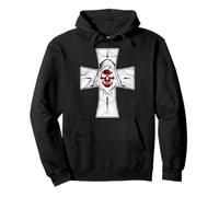 Parca Con Fondo Cruz Roja Cara Desgastada Grunge Sudadera con Capucha