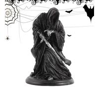 Parca - Estatua gótica de resina de la muerte sagrada, túnica negra, Santa Muerte, guadaña con esqueleto, adorno gótico oscuro para el hogar, oficina, Halloween, pantalla gótica