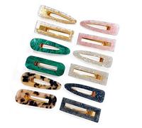 Parcce Juego de 12 pinzas para el pelo de resina acrílica, diseño de mármol, perlas decorativas, horquillas, accesorios para el cabello, para mujeres y niñas