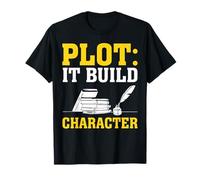 Parcela Construye Personaje Autor Divertido Escritura de Libros Amantes Camiseta