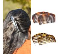 Parcelona Combos franceses brillantes de 23 dientes grandes de acetato de celuloide de 4 1/4 pulgadas, 2 colores, pinzas para el pelo, agarre antideslizante, para mujer, fabricado en Francia (Shell