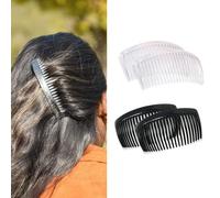 Parcelona Combos franceses brillantes de 23 dientes grandes de acetato de celuloide de 4 pulgadas, 2 colores, pinzas para el pelo, agarre antideslizante, para mujer, fabricado en Francia (negro
