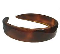Parcelona Diadema francesa extra ancha de celuloide marrón con puntas interiores de celuloide flexible, diadema de moda para mujer, fuerte agarre, antideslizante, accesorios duraderos para el cabello
