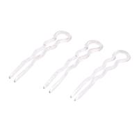 Parcelona francesa resbaladiza pequea ondulada transparente 3 """" Juego de chignon u de 3 celuloide Pe Stick Hair Pin Fork Girls Spiral Topal Bun