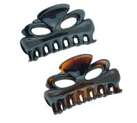 Parcelona French Chat Yeux - Juego de 2 pinzas para el pelo antideslizantes de 8,9 cm en concha y celuloide negro para mujer, fabricadas en Francia.