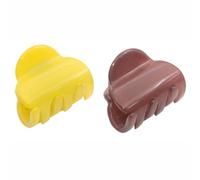 Parcelona French Chic Duo - Juego de 2 pinzas pequeñas de celuloide amarillo y marrón de 1 1/4 pulgadas para cabello fino, accesorios para el cabello de mujer, fabricado en Francia