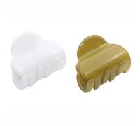 Parcelona French Chic Duo - Juego de 2 pinzas pequeñas de celuloide blanco y verde oliva de 1 1/4 pulgadas para cabello fino, accesorios para el cabello de mujer, fabricado en Francia