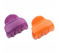Parcelona French Chic Duo - Juego de 2 pinzas pequeñas de celuloide morado y naranja de 1 1/4 pulgadas para cabello fino, accesorios para el cabello de mujer, fabricado en Francia