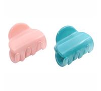 Parcelona French Chic Duo - Juego de 2 pinzas pequeñas de celuloide rosa rubor y azul turquesa de 1 1/4 pulgadas para cabello fino, accesorios para el cabello de mujer, fabricado en Francia