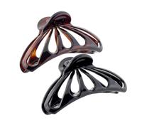 Parcelona French - Juego de 2 pinzas para el pelo peque?as de celuloide con forma de gota de lluvia de 2 3/4 pulgadas, de color negro y concha