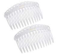 Parcelona French Loop Edge Clear Small 2 3/4 "Acetato de celuloide Set de 2 flexibles sin agarre antideslizante 13 dientes Peines laterales para mujeres y niñas, fabricados en Francia
