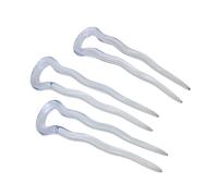 Parcelona French Mystic Crystal Clear - Juego de 3 horquillas de celuloide en forma de U para mo os, transparentes, de 7,6 cm y onduladas, para m