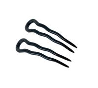 Parcelona French Mystic - Juego de 2 horquillas onduladas negras de 7,6 cm con forma de U de celuloide para mo os, accesorios de peinado para muj