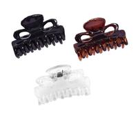 Parcelona French Petite - Juego de 3 pinzas de celuloide de 1 pulgada con agarre antideslizante para el cabello de la mandíbula francesa, estilo duradero, accesorios para el cabello de París, para mujer, agarre fuerte, pinzas para el cabello, fabricado en Francia (negro - transparente)