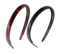 Parcelona French Reg - Diadema de celuloide marr n y negro de 1,27 cm de ancho, fabricada en Francia. Juego de 2 diademas con puntas dentadas int