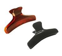 Parcelona French Salon Style Flat Juego de 2 pinzas para el pelo pequeñas de concha de tortuga marrón y negra de mandíbula estrecha Clutcher Clamp