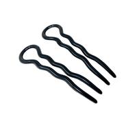 Parcelona French Sleek 3.5 Inch Large Wavy Crink U Shaped Black Chignon Hair Pin(2 in Pack) by Parcelona