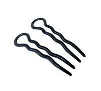 Parcelona French Sleek - Juego de 2 horquillas para mo o negro con forma de U onduladas y rizadas de 3,5 pulgadas