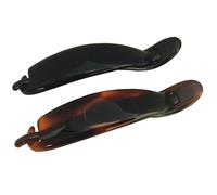 Parcelona French Sleek - Juego de 2 pasadores para el pelo grandes de celuloide, color marr n y negro, sin metal