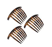 Parcelona French Twist Large Shell Brown 7 Teeth Large Celluloid Acetate Set of 3 Hair Side Combs