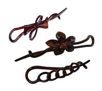 Parcelona French Twist N Clip (Set of 3) Flower, Bow and Chain Celluloid Hair Clip Barrette by Parcelona