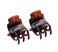 Parcelona Juego de 2 pinzas de celuloide cuadradas brillantes francesas muy pequeñas de 3/4 pulgadas con agarre antideslizante, pinzas para el pelo, duraderas para mujeres, accesorios para el cabello