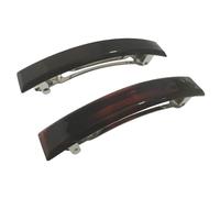 Parcelona Juego de 2 pinzas para el pelo de celuloide negro y marrón concha para mujer, antideslizantes, duraderas, antideslizantes, accesorios para el cabello de París, fabricados en Francia (tamaño