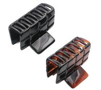 Parcelona Juego de 2 pinzas para el pelo de concha de tortuga y acetato de celuloide negro, a cuadros franceses, tamaño pequeño, de 2 1/4 pulgadas, agarre antideslizante, agarre fuerte, para mujer