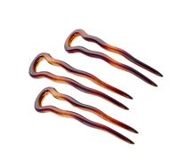 Parcelona - Juego de 3 horquillas de celuloide en forma de U de 7,6 cm con dise o de concha m stica francesa ondulada para mo os, para mujeres y