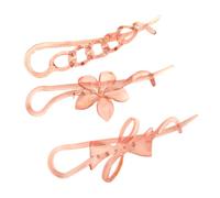 Parcelona Juego de 3 pasadores para el pelo de celuloide de 4 pulgadas, sin metal, antideslizantes, a la moda, duraderos, accesorios para el cabello para mujer, fabricados en Francia (rosa cristalino)