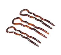 Parcelona Sleek Sleek Brown Tortoise Shell grande 3 1/2 """" Celuloide Hecho en Francia Juego de 3 Pensos para el cabello de Chignon CHINGON en for