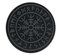 Parche Aegishjalmr Helm of Awe Noruego PVC Parche Vikingo compatible con Velcro Parches para Mochilas,Parches Vikingos para Chaleco,Parches PVC para Gorras,Parche Moral Vikingo,Parche Vikingos (Negro