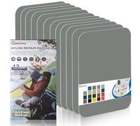 Parche Autoadhesivo Ropa, 12 piezas 20X10 cm Parches Para Ropa de Nylon, Tela Adhesiva, Parche de Reparación impermeable Autoadhesivo, para plumas, chaquetas, tiendas, paraguas-Gris Claro