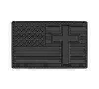 Parche Bandera Cristiana PVC Parche Bandera Americana compatible con Velcro Parches Cristianos para Mochilas Parche Cristiano para Gorras (Blackout Subdued)