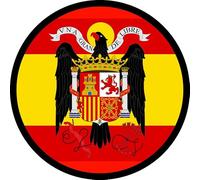 Parche bandera de España franquista águila redondo 7,6 cm diámetro tela impresa sublimado borde hilo negro y tela de gancho macho trasero - 1 unidad