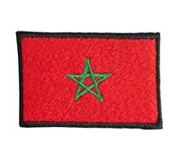 Parche Bandera de Marruecos - La Textileria - Un parche de 6cm x 4cm - Rectangular - Bordado con Termoadhesivo - Negro