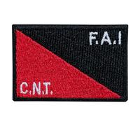Parche Bandera F.A.I/C.N.T - 6cm x 4cm - Bordado con Termoadhesivo - Para Negro