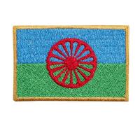 Parche Bandera Gitana - 6cm x 4cm - Bordado con Termoadhesivo (Dorado)