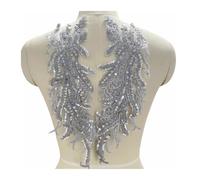 Parche Bordado 1 par de lentejuelas multicolor hechas a mano con encaje bordado, espejo, flor, vestido de novia, ropa de rendimiento, apliques DIY(Grey)